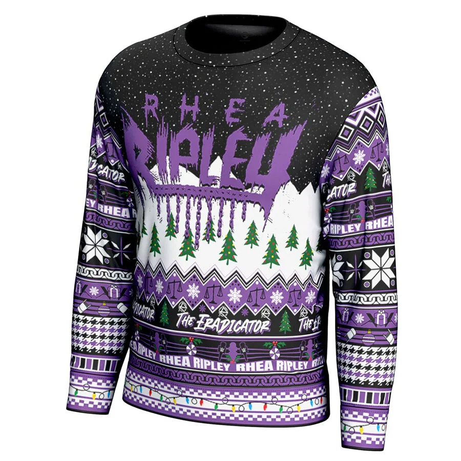 Men's Black Rhea Ripley Ugly Sweater Simple Fashionable Versatile Soft And Close Fitting Suitable For Christmas Movie Night