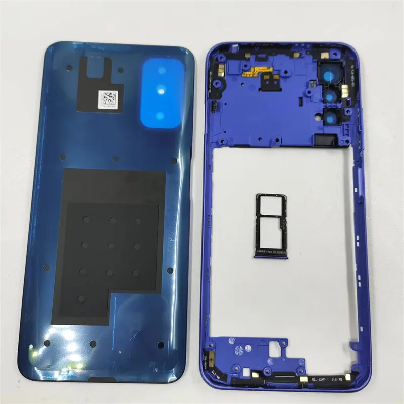 For Xiaomi Redmi Note 10 5G Full Housing Back Lid Housing Door + Middle Frame With Camera Lens +Sim Card Parts