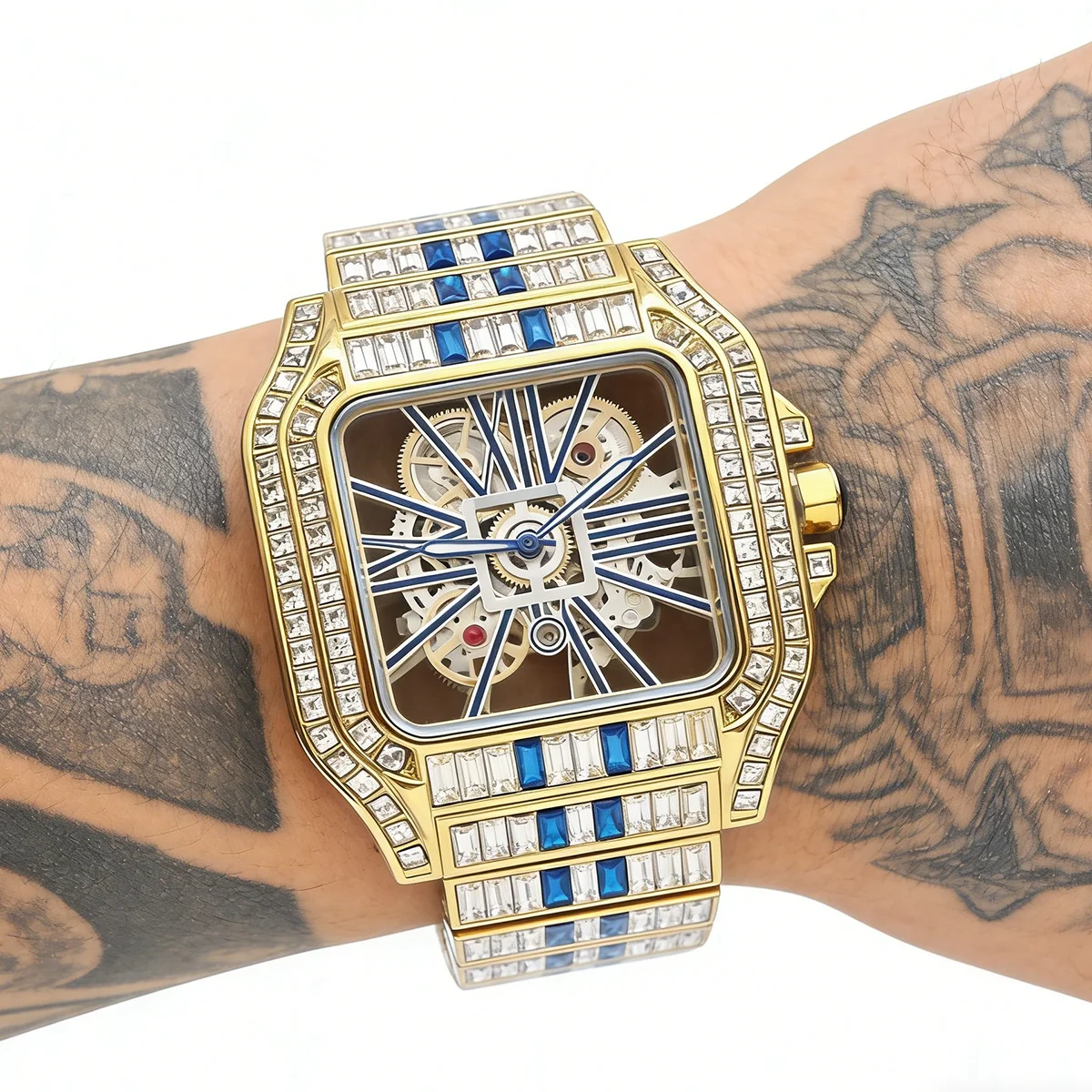 

Luxury Diamond Watch Men Hip Hop Bling Iced Out Quartz Watches Fashion Transparent Dial Party Relojes Dropshipping