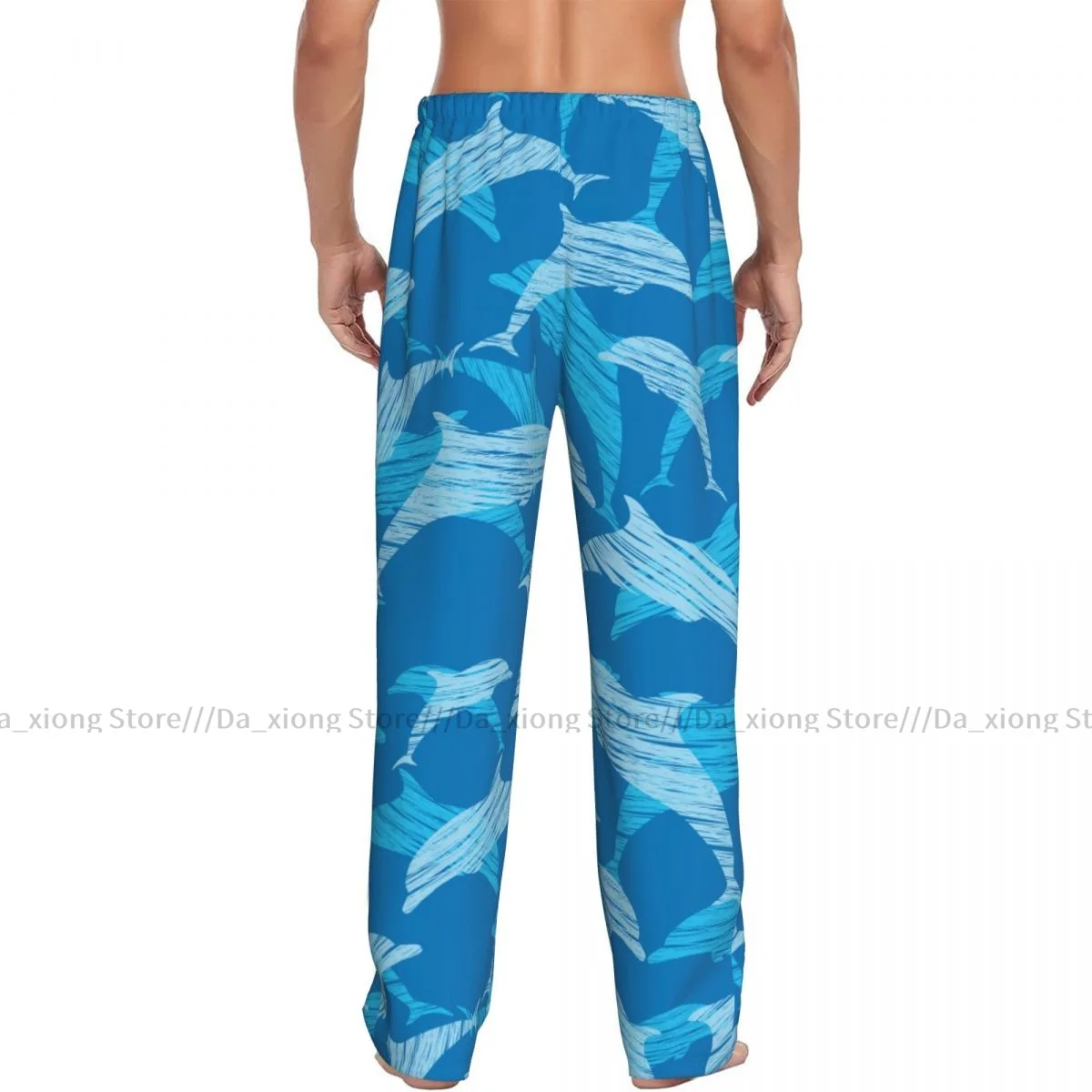 Men\'s Sleepwear Loose Sleep Pants Pajamas Dolphins Pattern Long Lounge Bottoms Casual Homewear