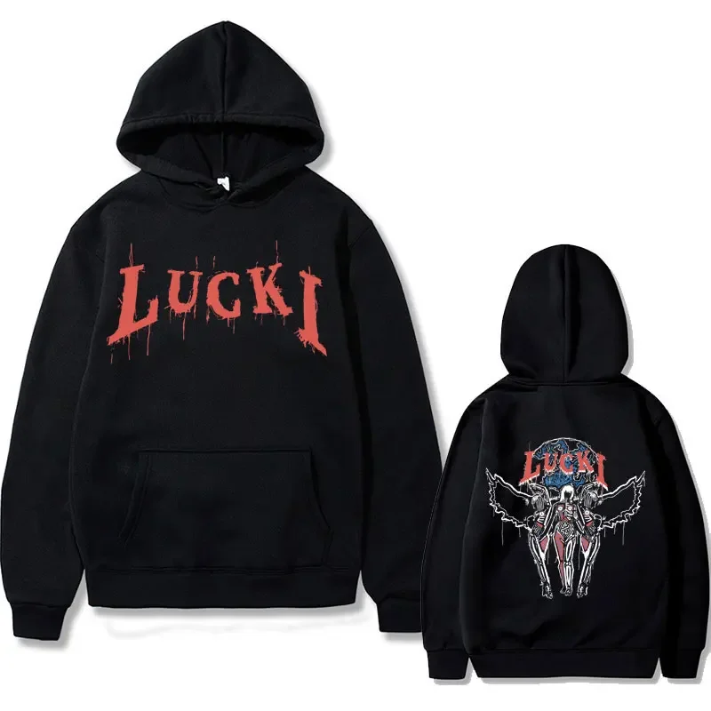 Rapper Lucki Faith Graphic Print Hoodie Male Casual Fashion Streetwear Men\'s Hip Hop Vintage Oversized Sweatshirt Men Clothes