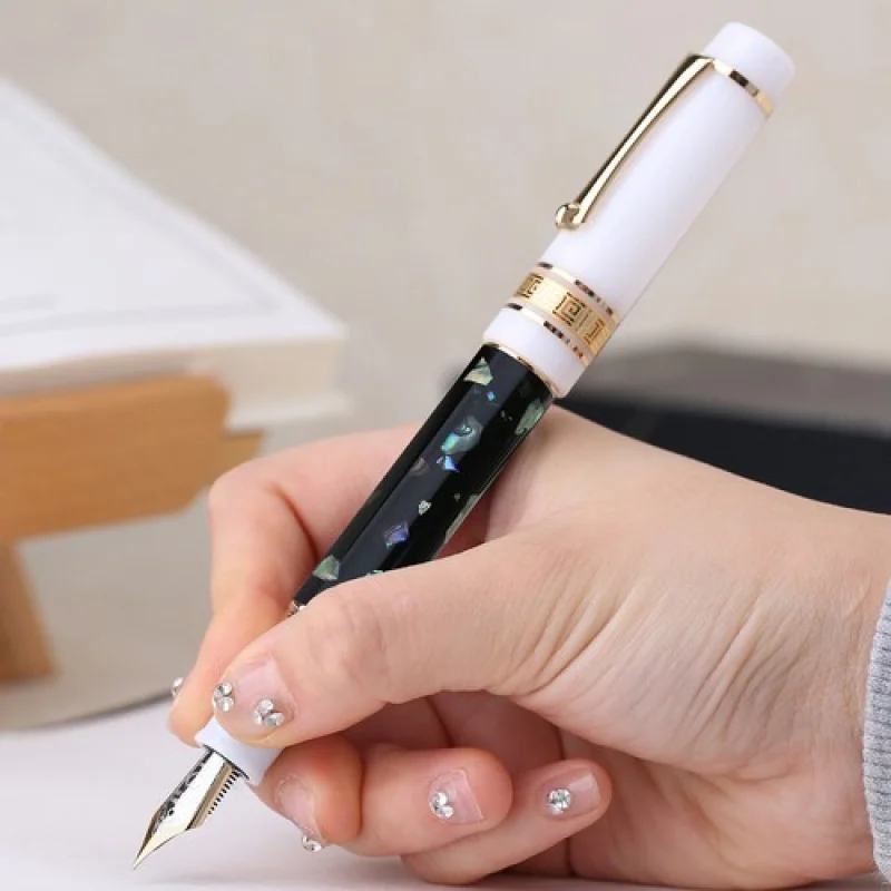 Pluma estilográfica de resina y concha A+Majohn M400, punta EF/F con convertidor, bolígrafo de regalo para escribir