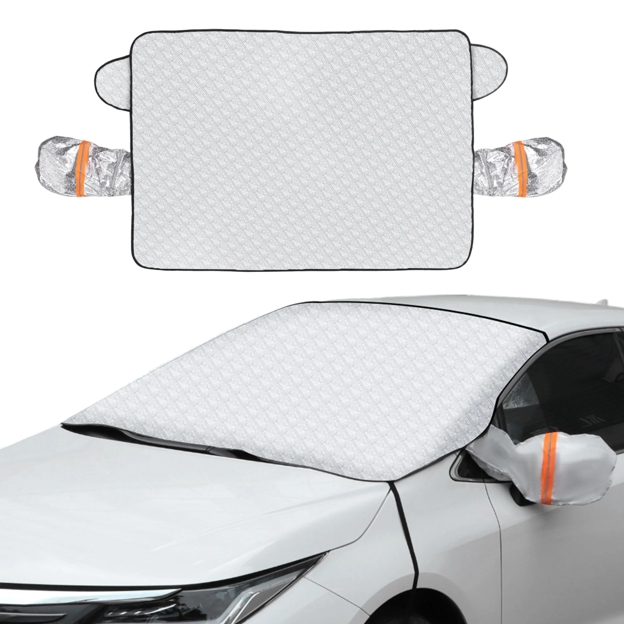 

Чехол для лобового стекла автомобиля UXCELL, универсальный, из алюминиевой фольги, с 2 светоотражающими полосами, водонепроницаемый, для защиты от снега, для внедорожников