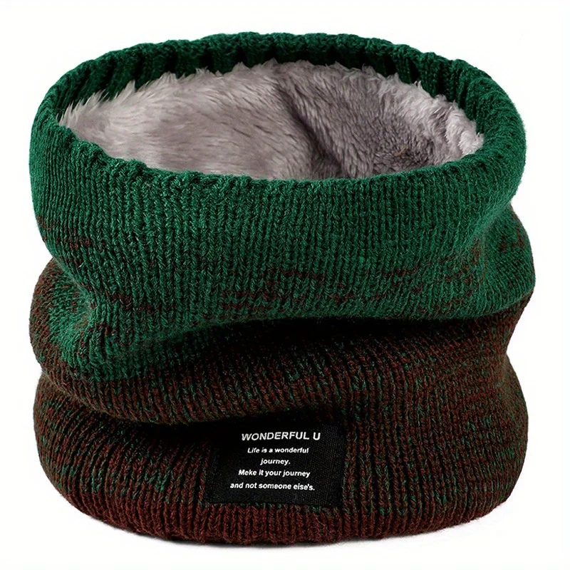

Gradient Color Knitted Neck Warmer Fleece Lined Winter Scarf for Men Women Thickened Thermal Windproof Unisex Cold Weather