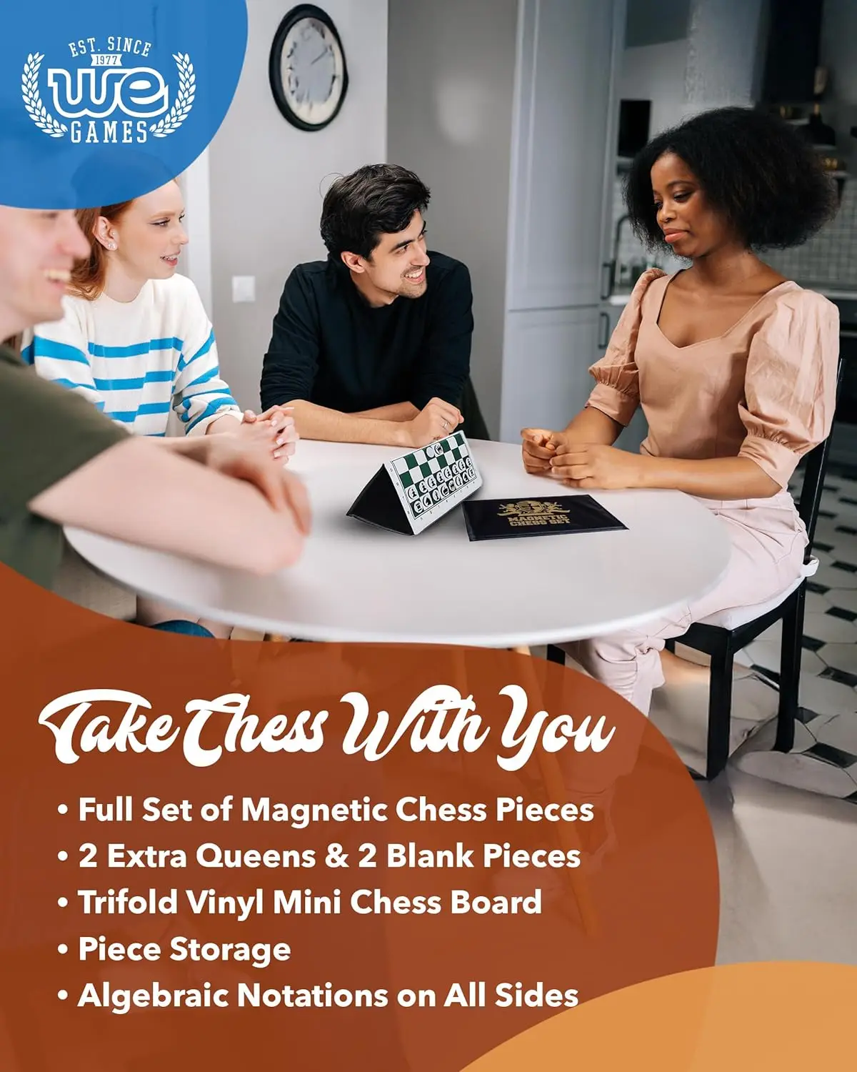 مجموعة شطرنج مغناطيسية صغيرة للسفر - لوحة قابلة للطي مقاس 6 بوصات مع قطع فينيل متينة وملكات إضافية - لعبة داخلية وخارجية - سجل ذهبي