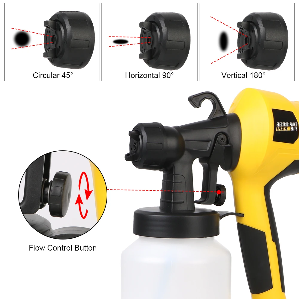 페인트 냄비가있는 EU 플러그 전동 공구 흐름 제어 에어 브러시 전기 페인트 분무기 고전력 800 ML 대용량