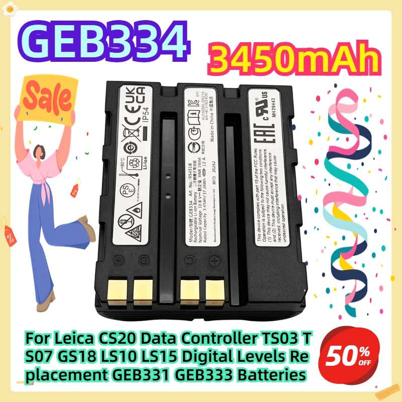 

GEB334 For Leica CS20 Data Controller TS03 TS07 GS18 LS10 LS15 Digital Levels Replacement GEB331 GEB333 Batteries