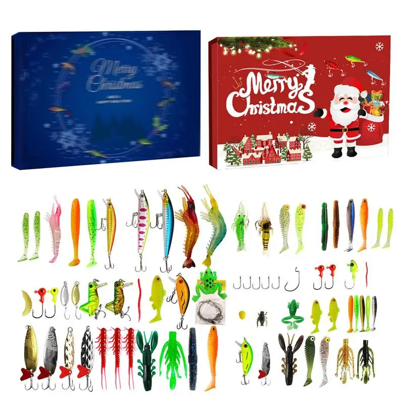 

Fishing Lure Advent Calendar 24-Days Soft Bait Fish Lures Set Christmas Countdown Calendar Fishing Accessories Christmas Gifts