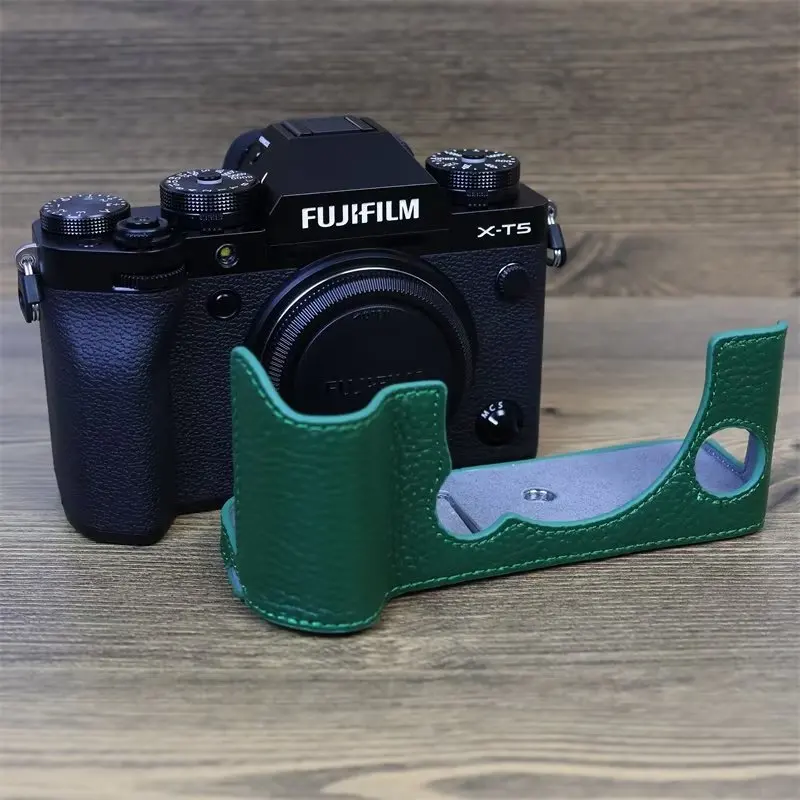 

Genuine Real Leather Case Camera Video Bag Half Body Base Protector for Fujifilm Fuji X-T5 XT5 Protective Opening Bottom Cover