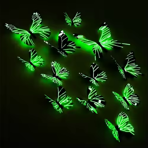 New 12Pcs Fashion 3D Luminous Butterfly Creative Wall Sticker For DIY Wall Stickers Modern Wall Art Home Decorations DIY Gift - Image 4