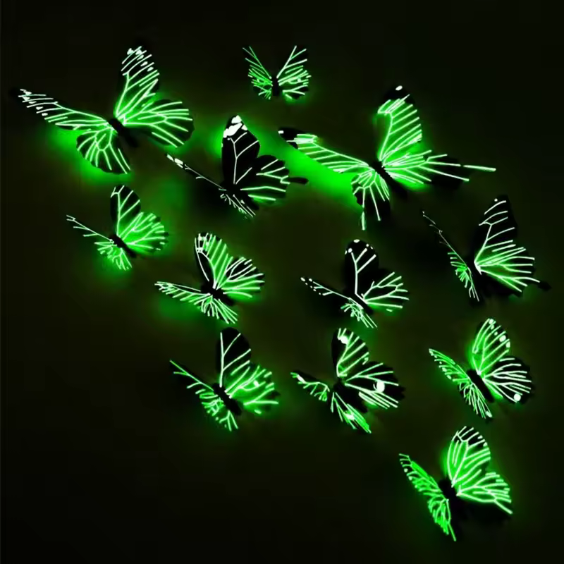 New 12Pcs Fashion 3D Luminous Butterfly Creative Wall Sticker For DIY Wall Stickers Modern Wall Art Home Decorations DIY Gift - Image 4