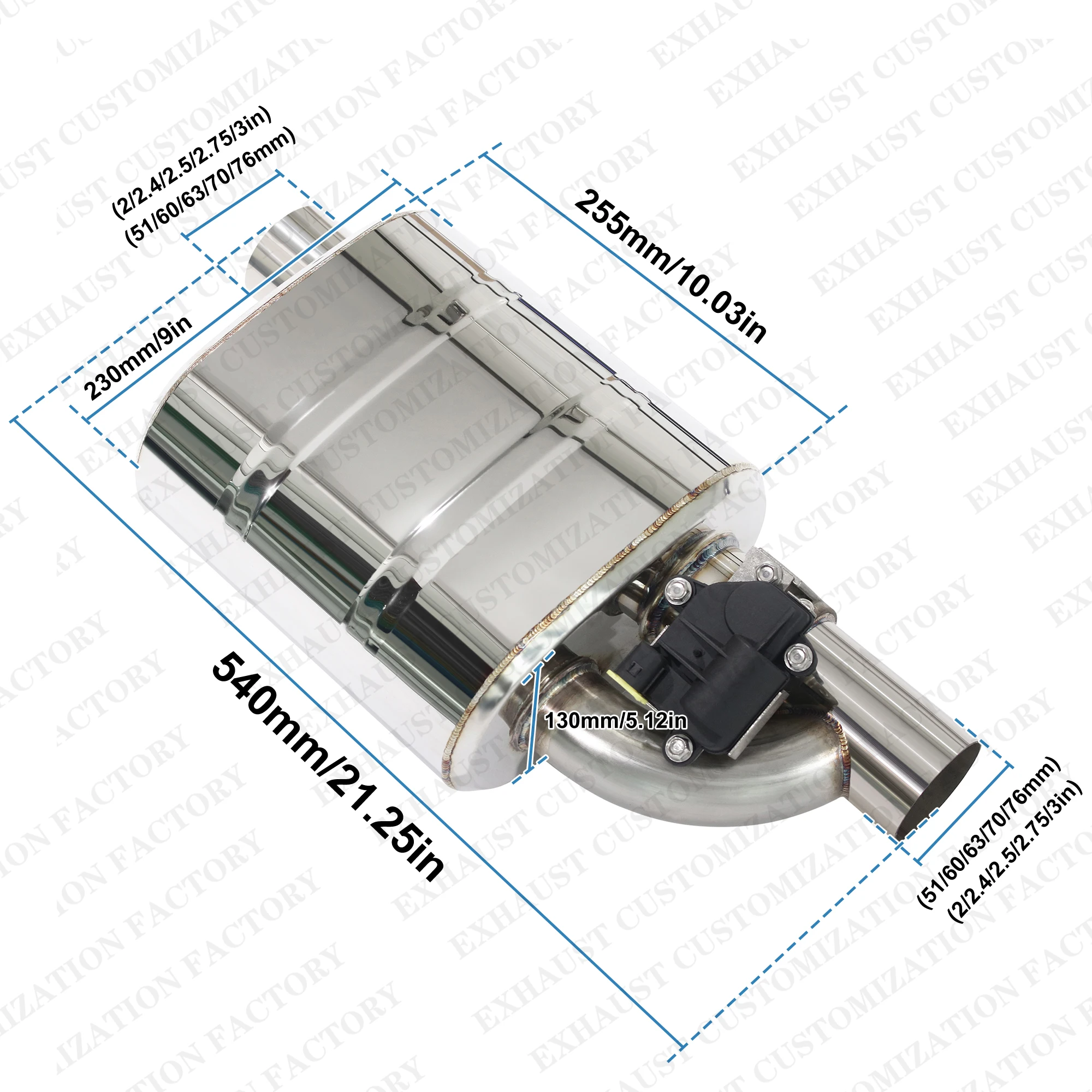 Valvetronic Exhaust Muffler Car Catback Exhaust Single Inlet Single Outlet Muffler Only
