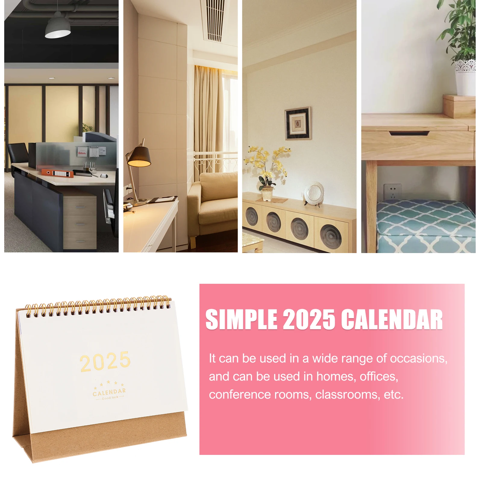 

2025 Desk Standing Flip Desktop Planner Thick Paper Smooth New Year Calendar Writing Monthly Memo Office Decor