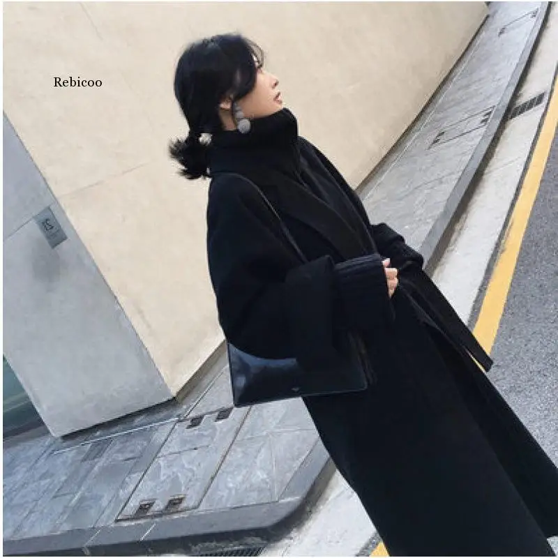 Soprabito in Cashmere donna di media lunghezza autunno inverno 2022 popolare versione coreana cappotto di lana da donna allentato stile collegiale