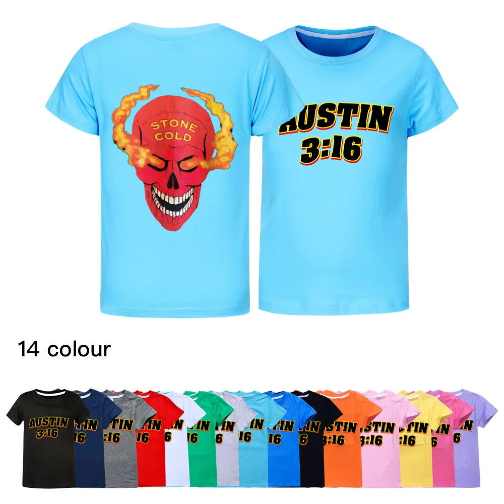 

2025 Cold Stone Austin 3:16 T Shirt Kids Summer Loose Short Sleeve Tops Teenager Boys Casual Summer Cotton T-Shirt Girls Clothes