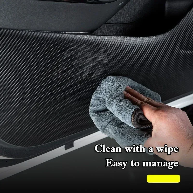 Para lynk & co 09 ev 2021-2023 2024 2025 porta do carro anti-chute almofada de fibra de carbono tapete de couro anti sujo pontapé película protetora adesivo