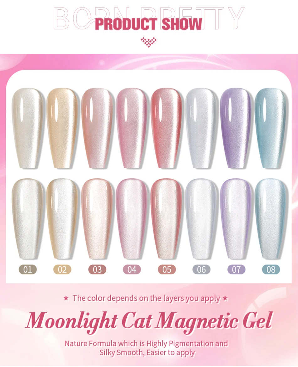 BORN PRETTY 10 ml Moonlight Cat Magnetischer Gelpoliermittel Weiß Silber Magnetnägel Soak Off UV Gel Nagellack Varnis Semi Permanent – Detail 7