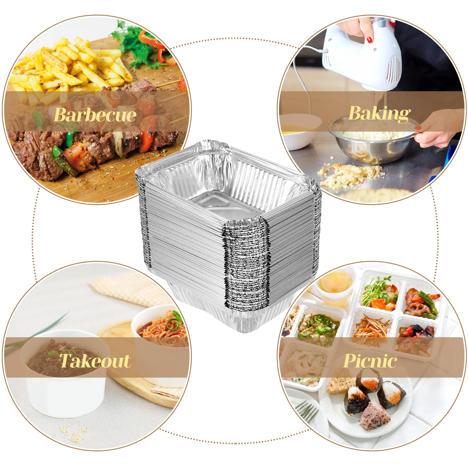 50pcs Disposable Aluminum Foil Pan Handy Food Containers multiuse Disposable Takeout Packing Pans kichen Baking Pan camping tool