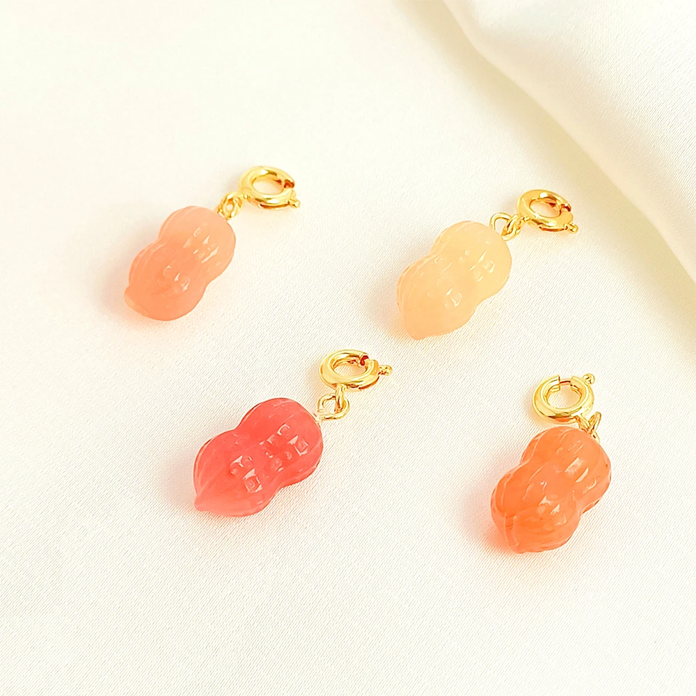 1 PCS Natural stone red agate Ping An Buckle Ruyi Lock Peanut Gourd Pendant DIY Jewelry Necklace bracelet Accessories materials