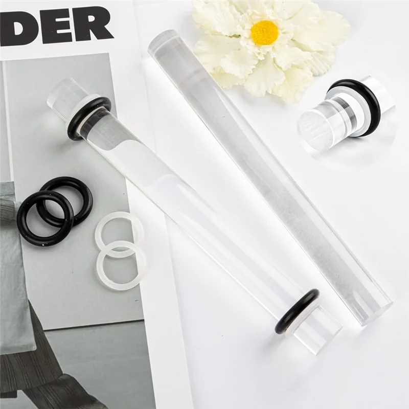 ABFS 4er-Pack Nudelholz aus Acrylton, Acrylstab mit Dickenring, rollender Tonstab für handgefertigte DIY-Polymer-Ton