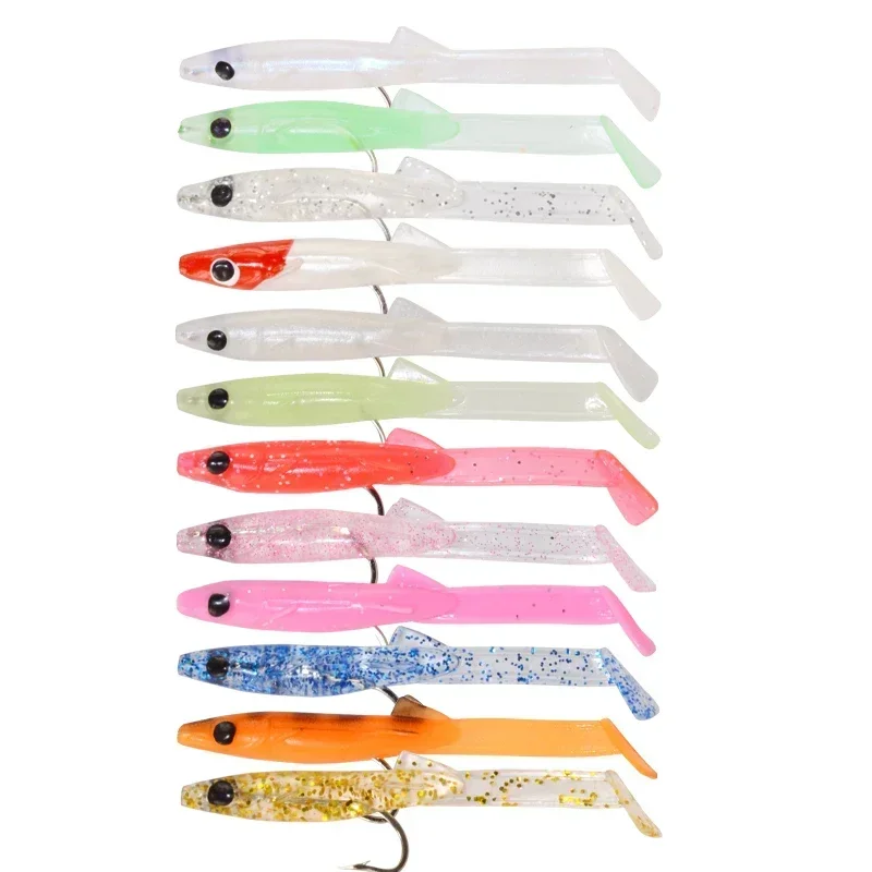 Afishlure Raglou 소프트 루어 실리콘 낚시 트롤링 인공 미끼 스피닝 바다 낚시 샌들, 55mm, 10ps