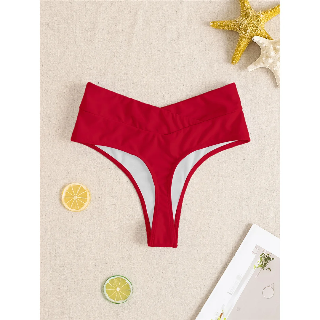 S - XL Bikinihose mit hoher Taille und hohem Beinausschnitt, Badehose für Damen, Badebekleidung, brasilianische Tanga-Hose, Unterwäsche V7095 – Detail 9