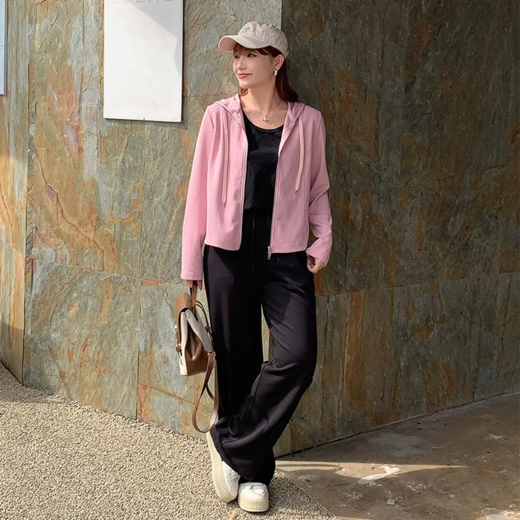 

Женские широкие брюки больших размеров, повседневные брюки для полных девочек в уличном стиле, осенние утягивающие грушевидные прямые брюки