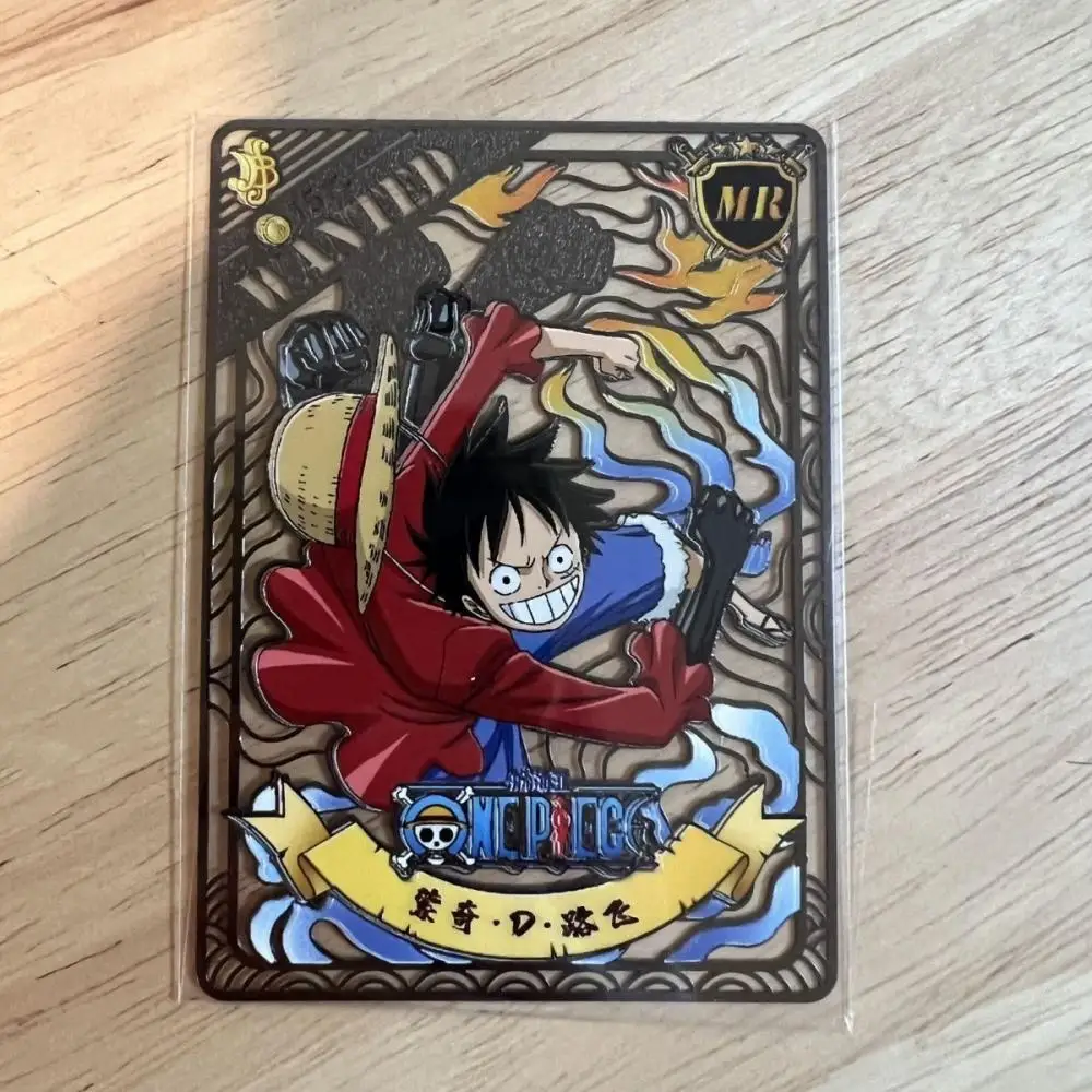 Anime ONE PIECE Roronoa Zoro Nami Monkey D. Luffy Nico Robin Hollow metal collection card Entertainment toys Board game card