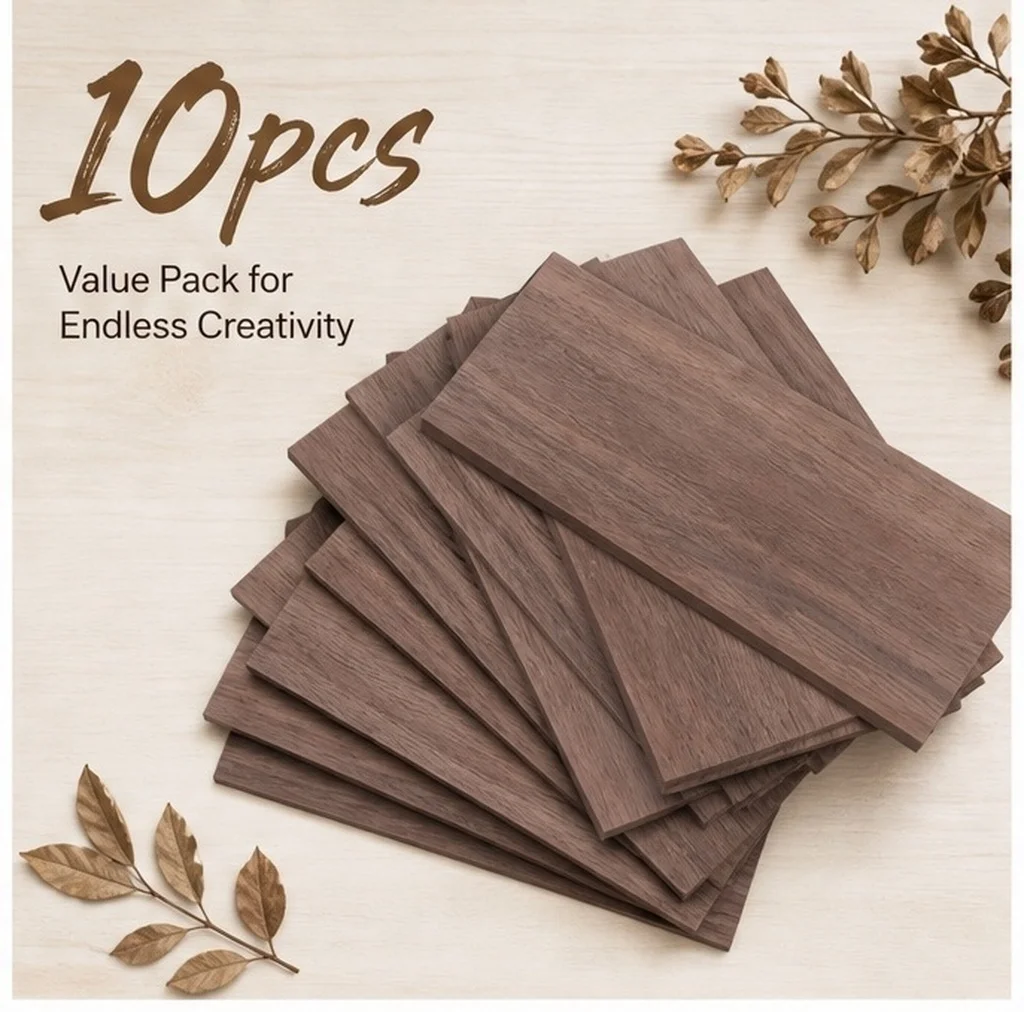 10Pcs Solid Walnut Engraving Wood Boards Natural Unfinished Plywood Sheets for DIY Crafts Burning Cutting 22x13cm Art Wood