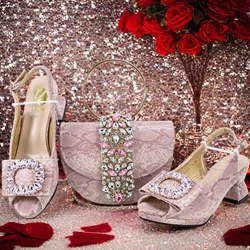 doershow High Quality African Style Ladies Shoes And Bags Set Latest sky blue Italian Shoes And Bag Set For Party Hgv1-1