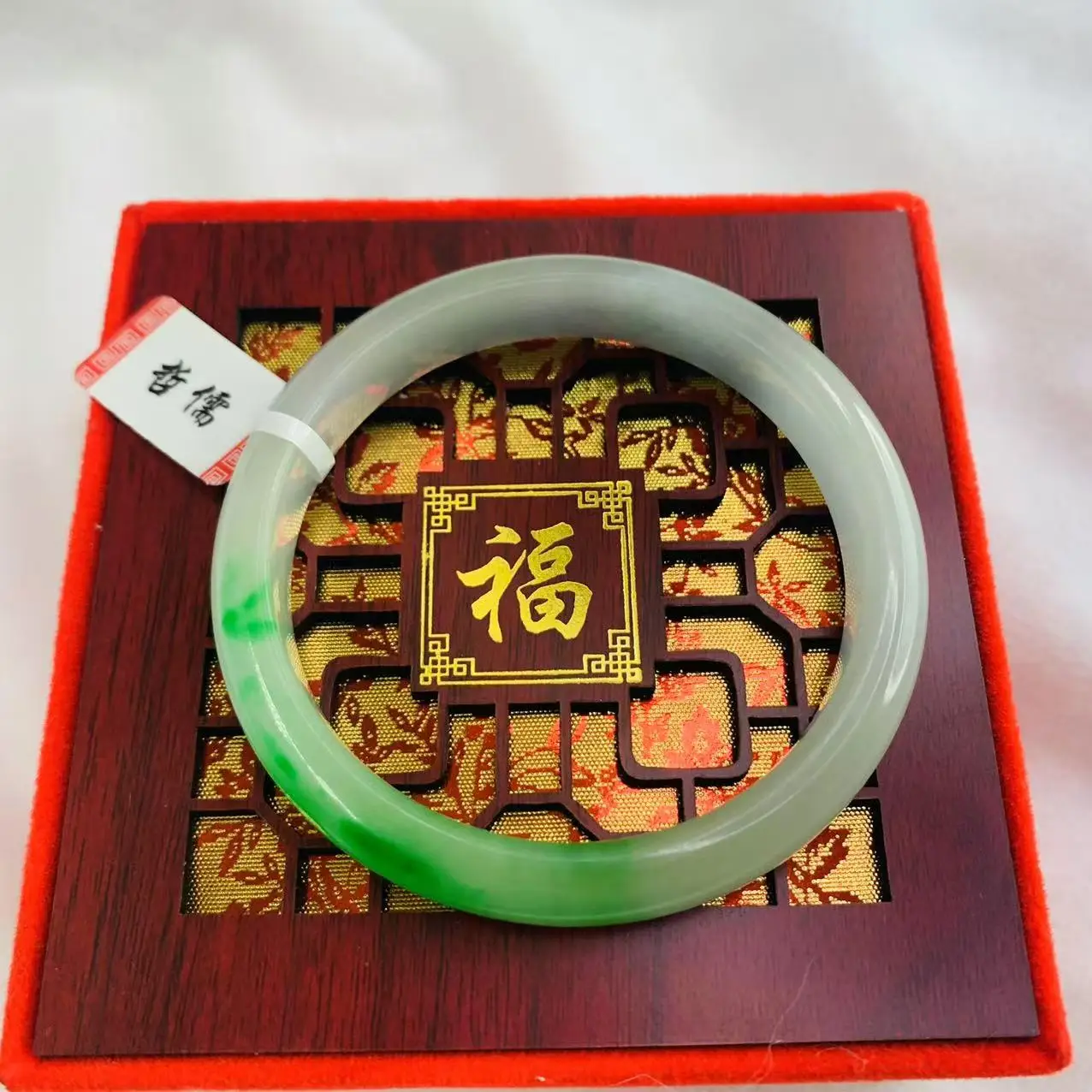 

Zheru Jewelry Natural Myanmar Two tone Jadeite 58mm Bracelet