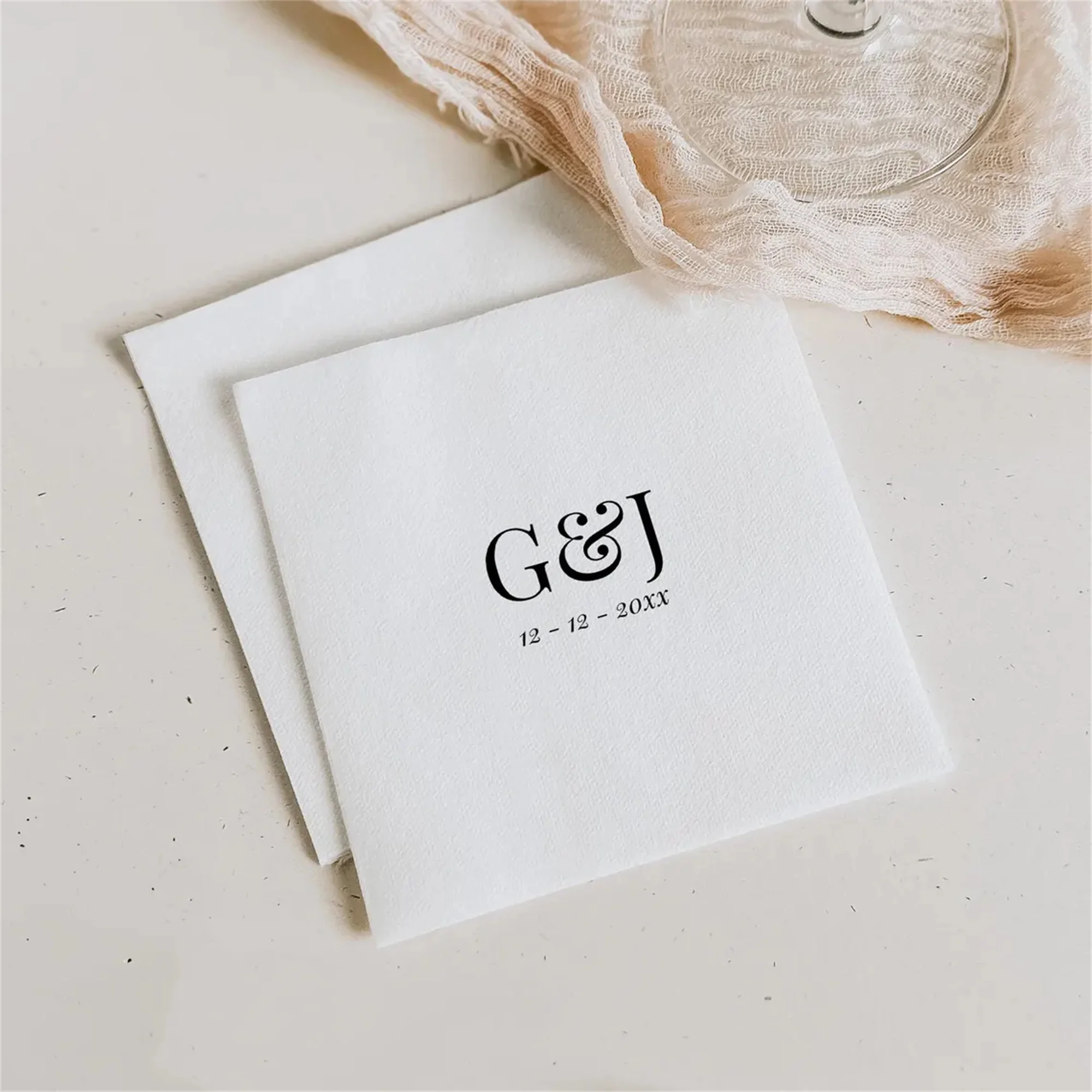 

50pcs Personalized Paper Napkins for Wedding Cocktail Napkins Initials Customized Dinner Napkin Party Decor Pet Portrait Napkins