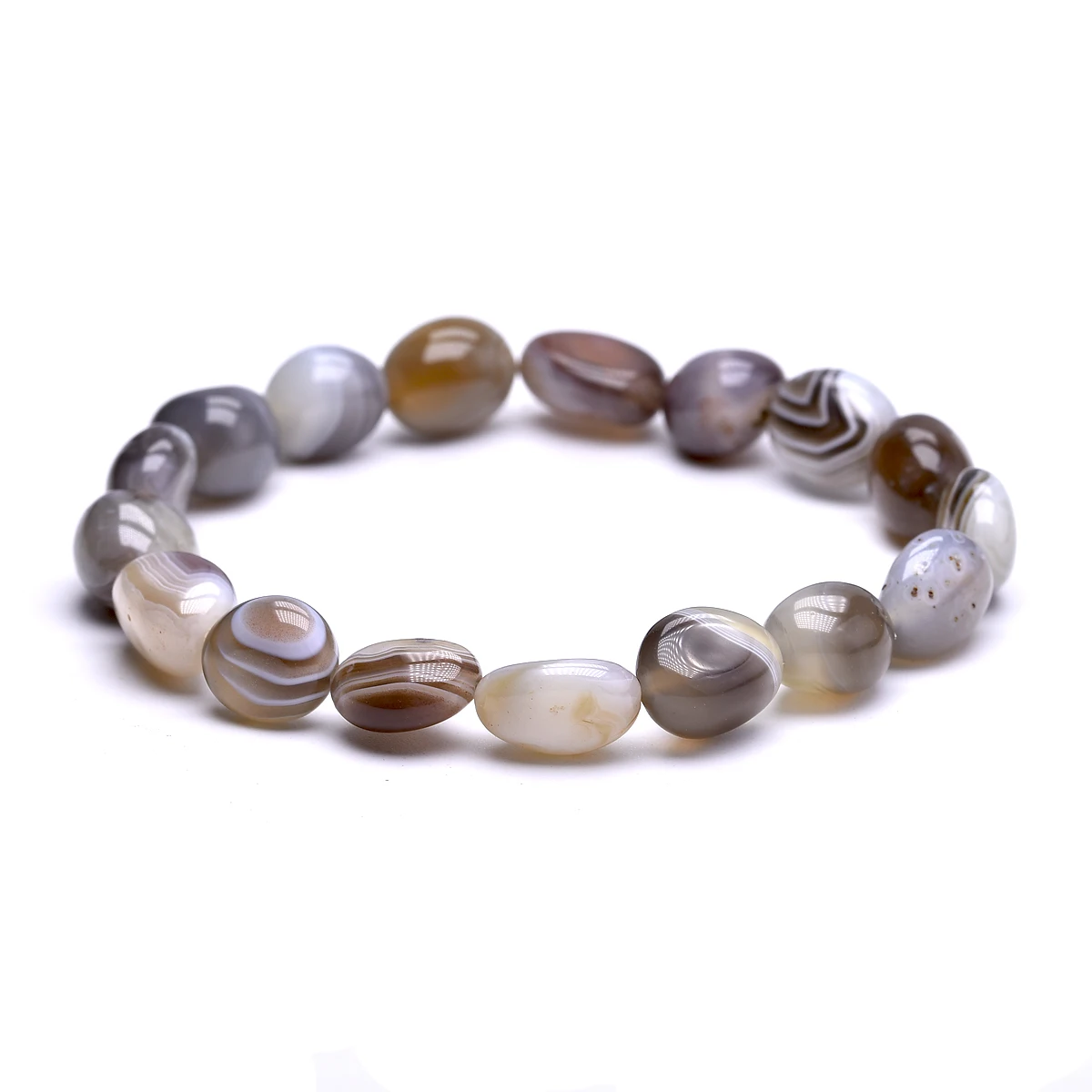 Natural Irregular Botswana Agates Bracelets for Women and Men Gemstone Beads Bracelet Elastic Strand Unisex Jewellry