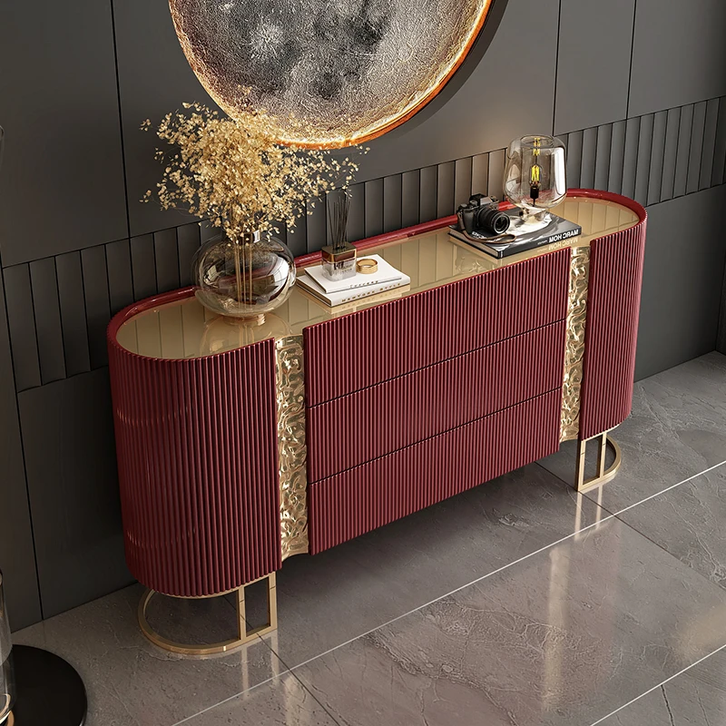 

Italian porch cabinet light luxury dining side cabinet solid wood multi-layer board home shoe cabinet villa living room locker m