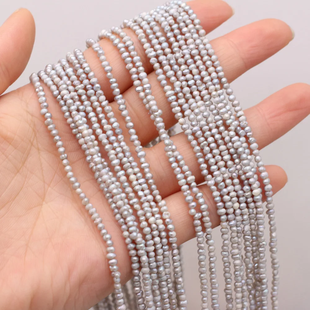 2.5-3mm Natural Freshwater Pearl Beads Gray Flat Loose Spacer Beads for Jewelry Making Supplies DIY Necklace Bracelet Accessory