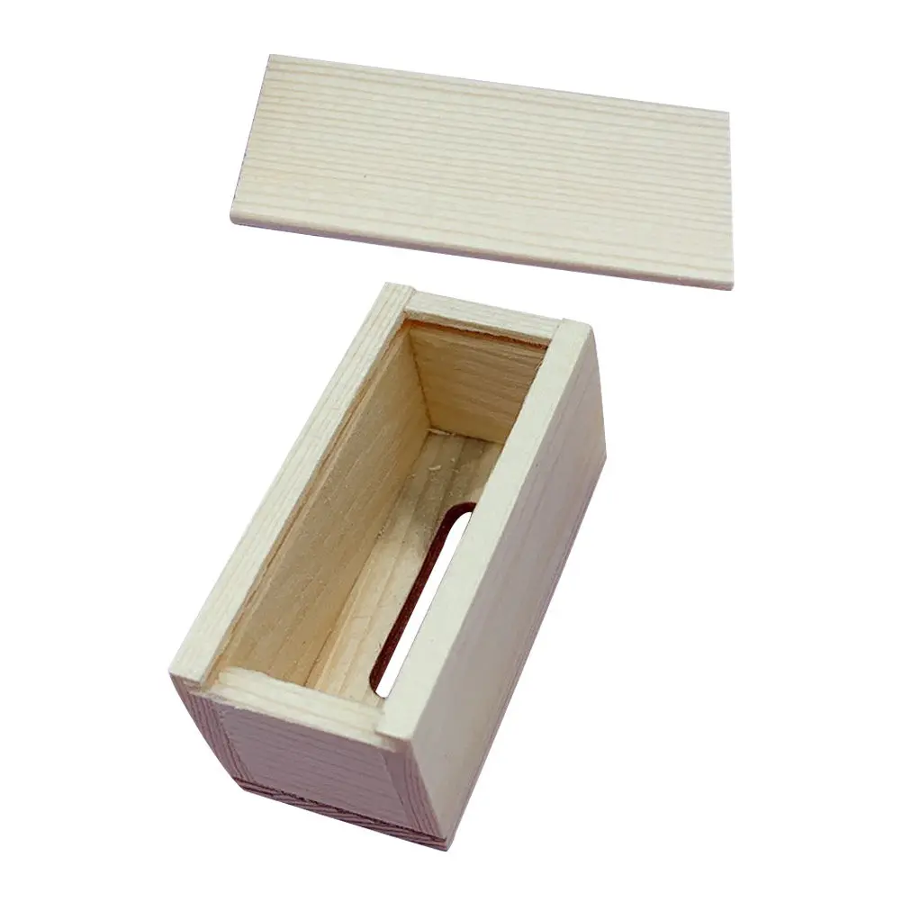 

1pc Mini Tissue Box For Dollhouse Miniature Tissue Box Decor Kids Play Realistic Wooden Miniature Tiny House Kit Accessory