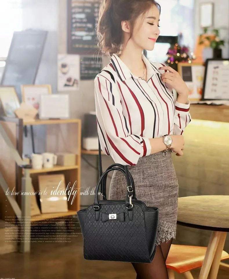 

The New Diamond-embossed Simple Bow Is A Large-capacity One-shoulder Diagonal Cross-women's Bag luxury bag