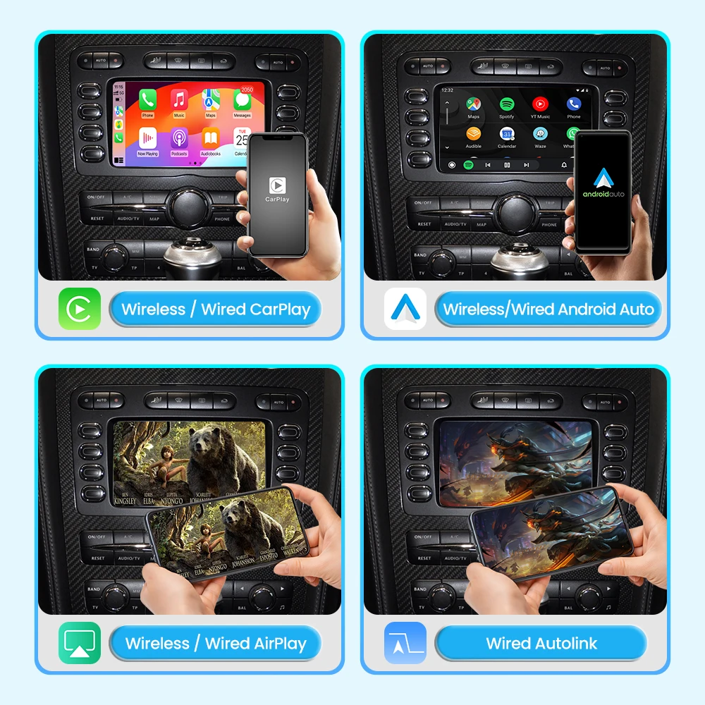 واجهة JoyeAuto اللاسلكية Apple CarPlay لسيارة Bentley Continental Flying Spur 2004-2011 Android Auto Mirroring AirPlay Car Play