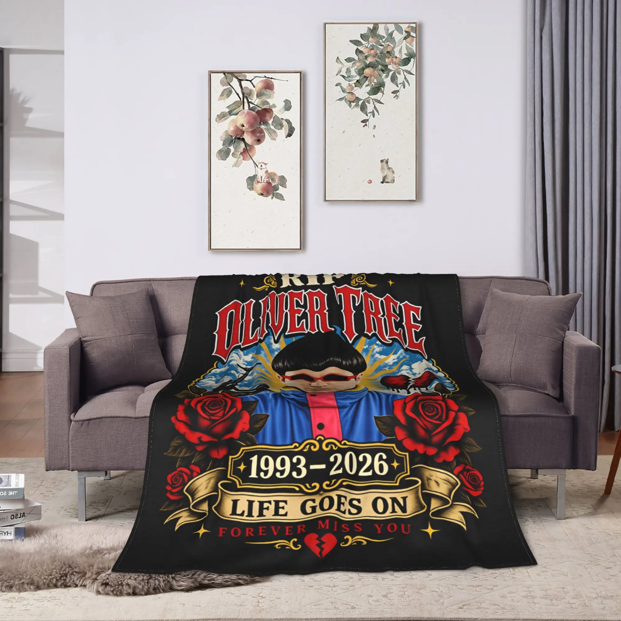 Oliver Tree Rest In Peace 1993 to 2026 Blanket Boy Girl  Flannel Bedding Throws For Outdoor Warm Design Quality Bedspread Gift