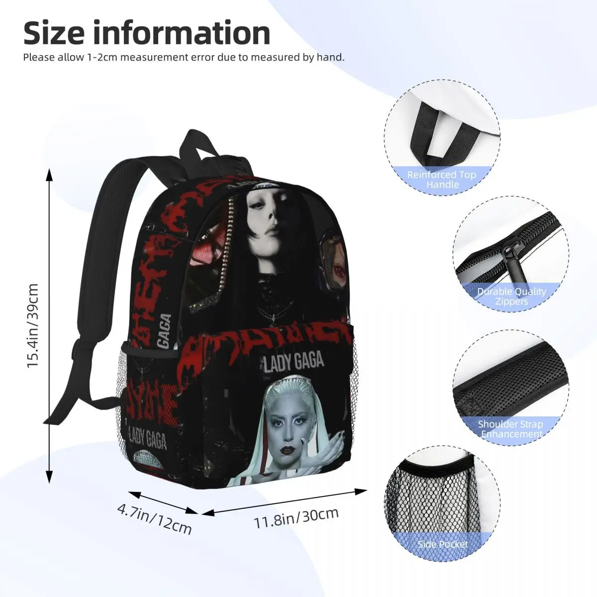 Lady Gaga Mayhem Album Backpack Student BookBag Children School Bag Laptop Shoulder Bags for Men Women