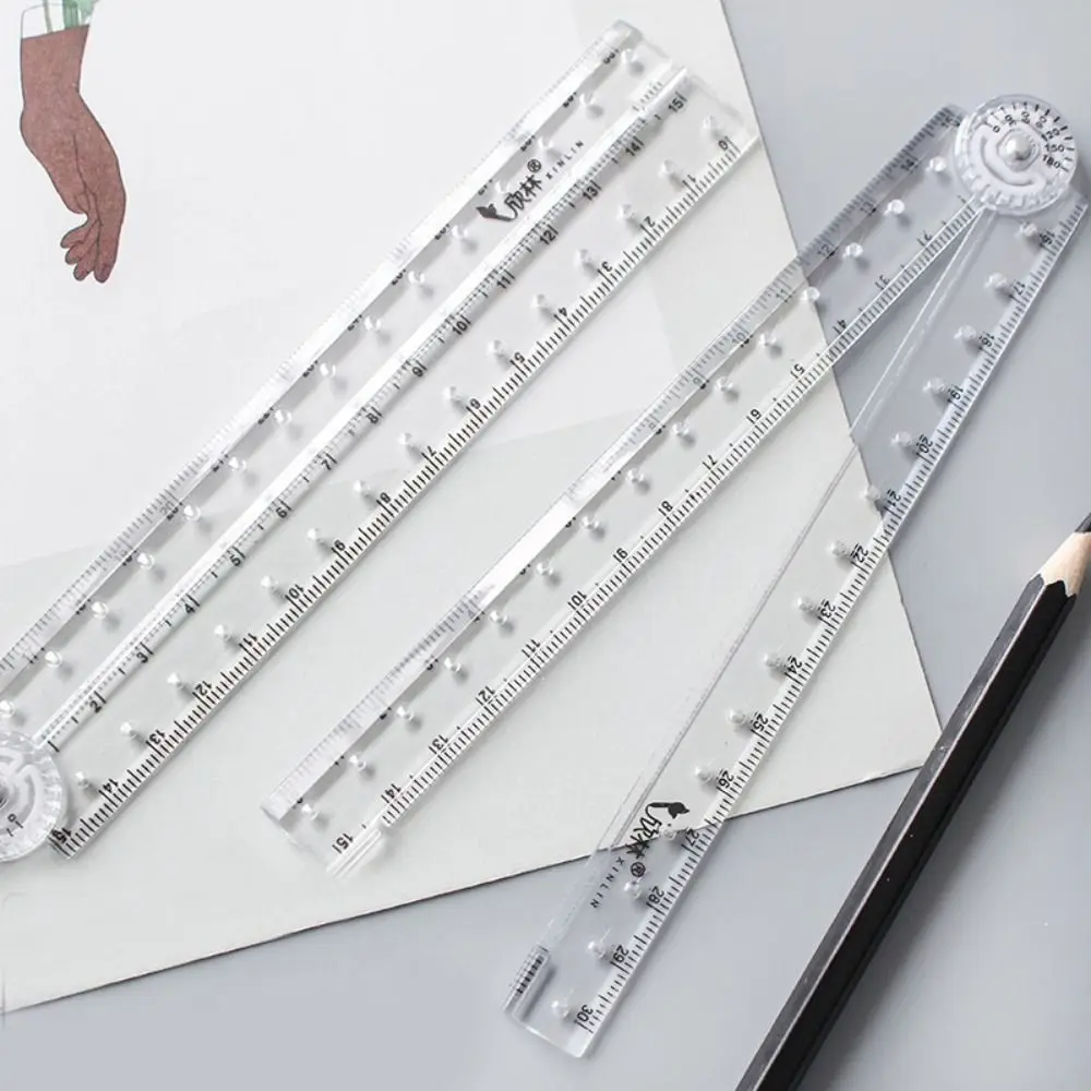 Artist School Office Supplies Angle Measurement Ruler Geometry Measuring Ruler Design Drawing Ruler Clear Folding Ruler