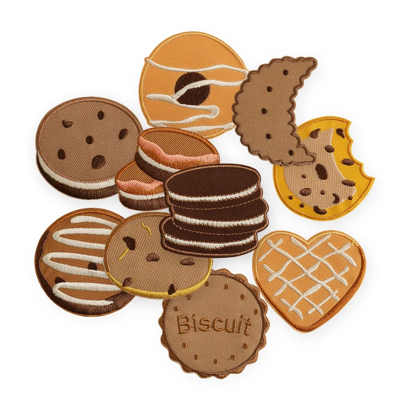10 teile/los Lebensmittel Kekse Nette Patches Für Kleidung Pack Selbstklebende Kinder Eisen Auf Gestickte Jacke Outdoor Stoffe Diy Nähen – Detail 6