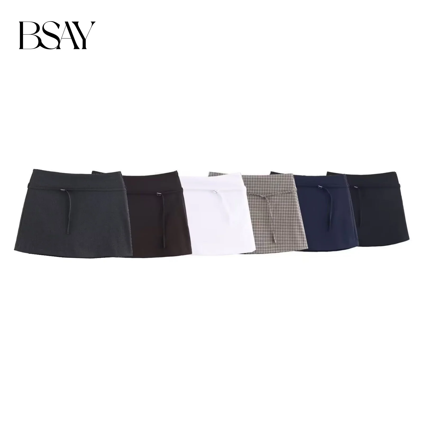BSAY Autumn New Product Women's Wear 2025 Fashion Versatile Slim Straight Waist Belt Decoration Mid Waist Skirts and Pants