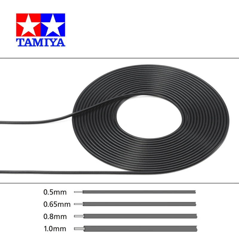 TAMIYA 12675/12676/12677/12678 czarny kabel średnica zewnętrzna 0.5/0.65/0.8/1MM detal-Up części 2M kabel do 1/6 1/12 1/24 Model samochodu