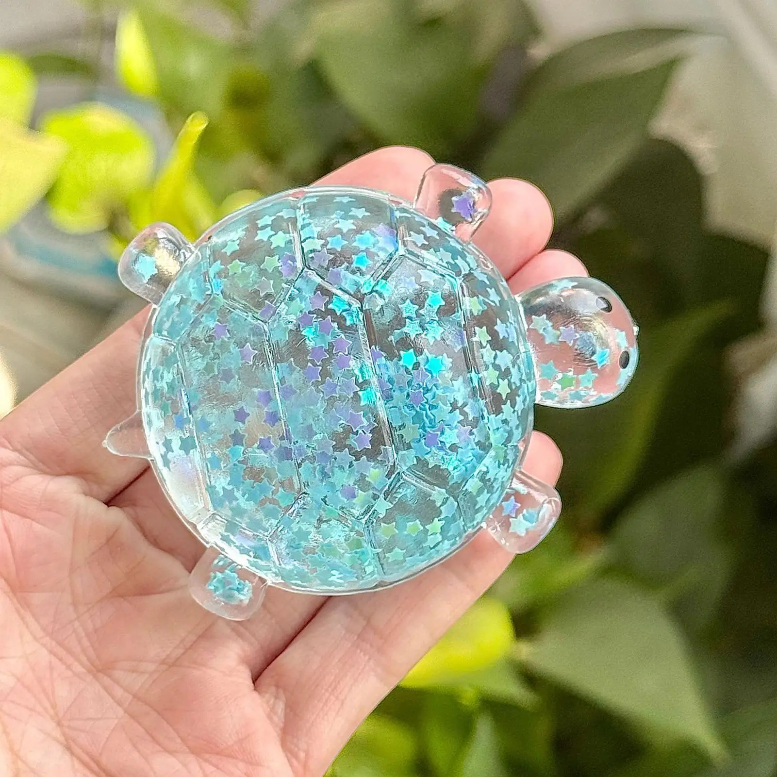 Stress Squeeze Toy Glitter Turtle Shape Party Stuffers Sensory Toy For Home School Classroom Dorm College Travel Road Trip