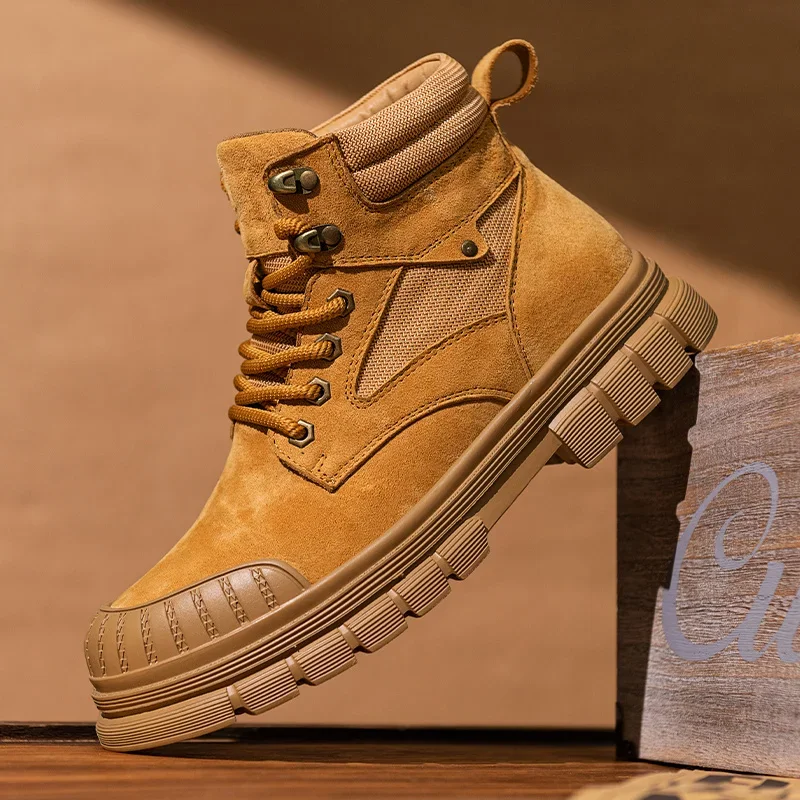 

2025 New Men's Shoes Genuine Leather Outdoor Fashion Shoes Hiking Shoe Men Casual Shoes Retro Vintage Tooling Boots Sneakers