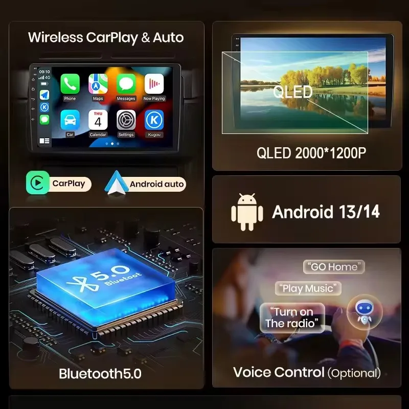لشركة فيات بيرون 9 2009 فكرة 2011 - 2014 نظام تحديد المواقع نافي كوالكوم 2DIN 4G LTE 5G واي فاي مشغل فيديو الوسائط المتعددة QLED أندرويد 15 راديو السيارة
