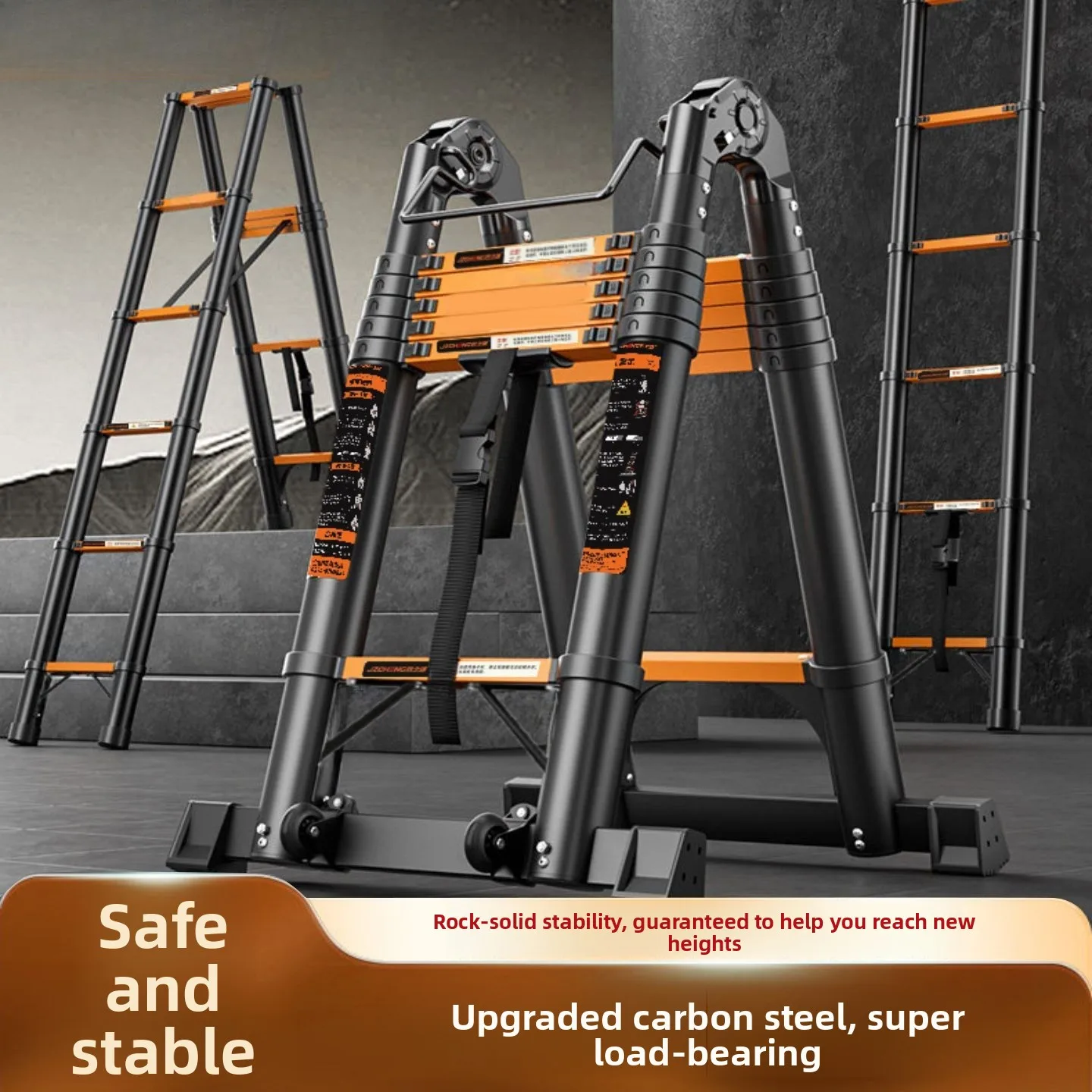 Foldable Safety Extension Ladder, Thickened Retractable Climbing Stair Suitable for Home Use and Construction Operations