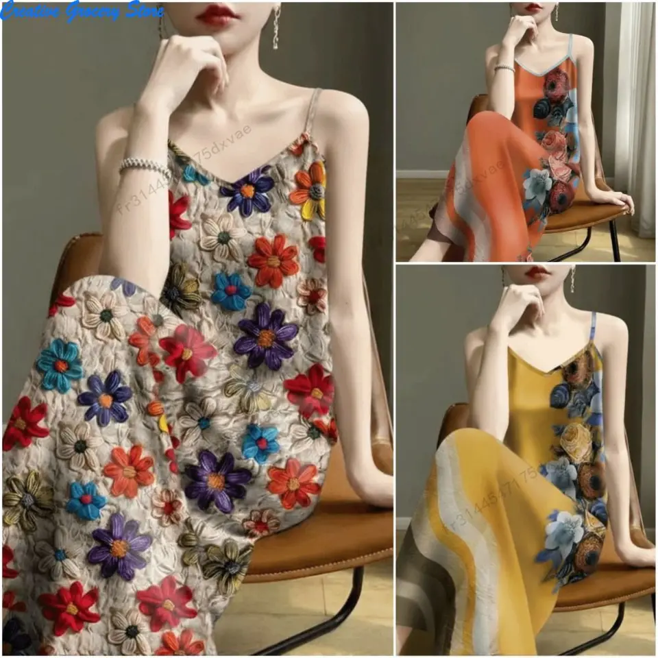 Vestido Bohemio Floral de Tirantes para Mujer 2026, Escote en V, Sin Mangas, Largo Medio, Casual de Verano para Playa, Tallas L-3XL 2