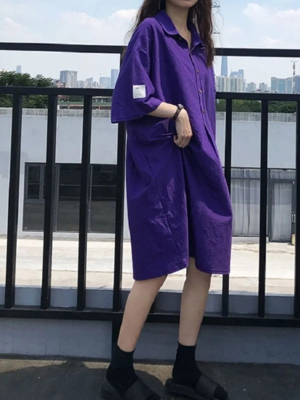 เดรสเชิ้ตไซส์ใหญ่ ช่วยพรางหุ่น - Korean Style A Line Shirt Dress บทวิจารณ์และราคา